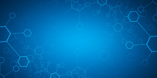蓝色青色简约大气线条分子医疗健康展板背景